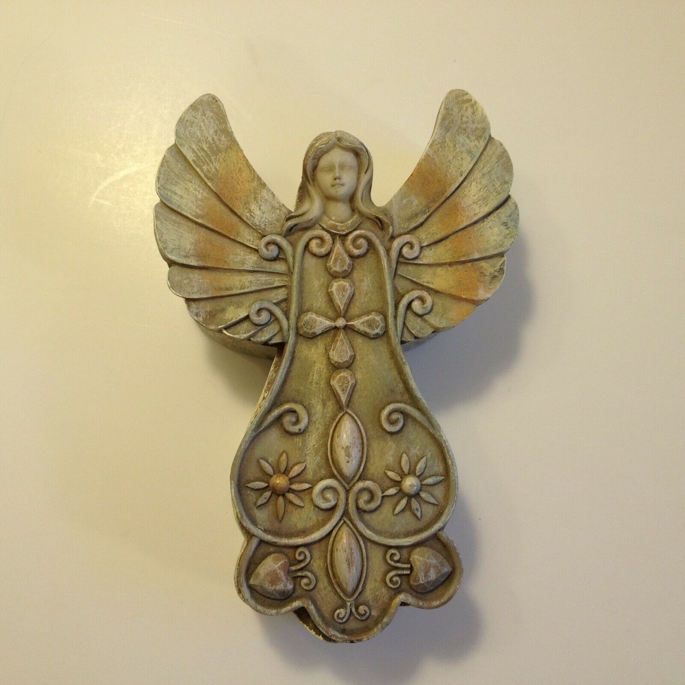 Collectable Polystone Angel Trinket Box Jewelry Storage  NICE